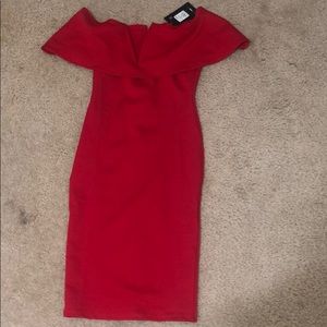 Off the should red flirty dress